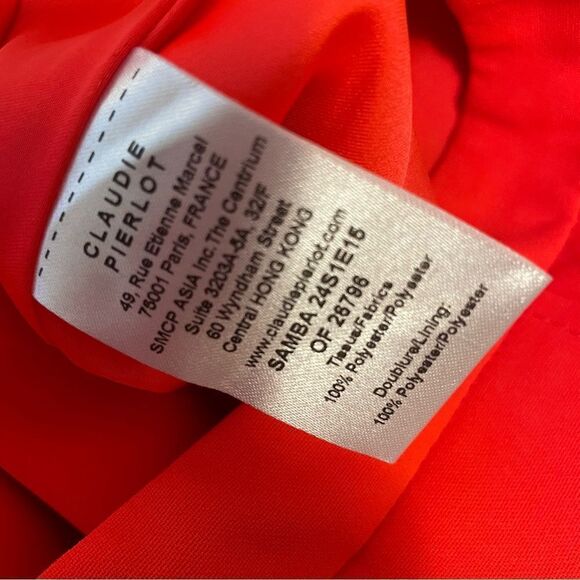 Claudie Pierlot Neon Orange Pleated Zip Pocketed Mini Skirt Size 36EU or US 4 - Picture 6 of 7